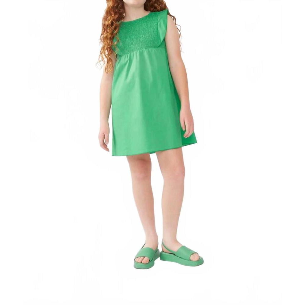 NEW COMPANIA FANTASTICA girl's short smocked dress in green